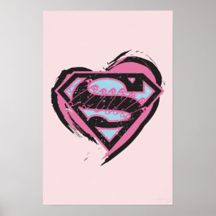 Supergirl Pink Logo in Heart Poster