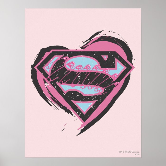 Supergirl Pink Logo in Heart Poster