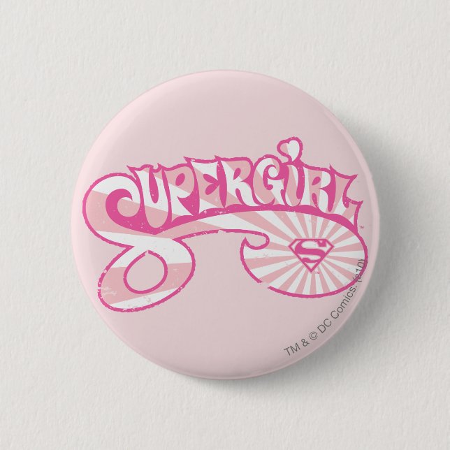 Supergirl Pink Logo Star Burst Button (Front)