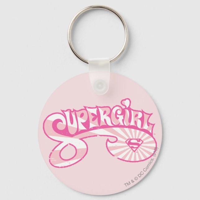 Supergirl Pink Logo Star Burst Keychain (Front)