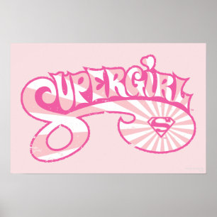 Supergirl Pink Logo Star Burst Poster