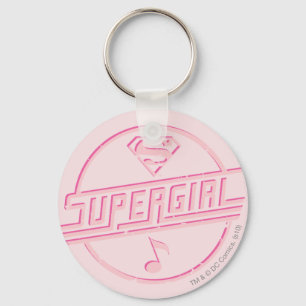 Supergirl Pink Music Note Keychain