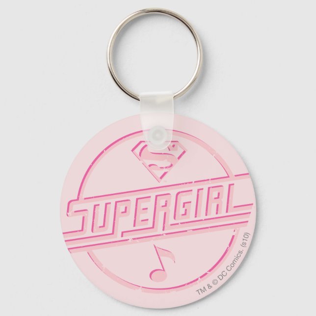 Supergirl Pink Music Note Keychain (Front)