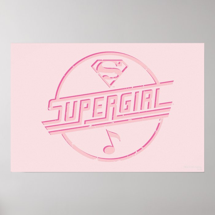 Supergirl Pink Music Note Poster