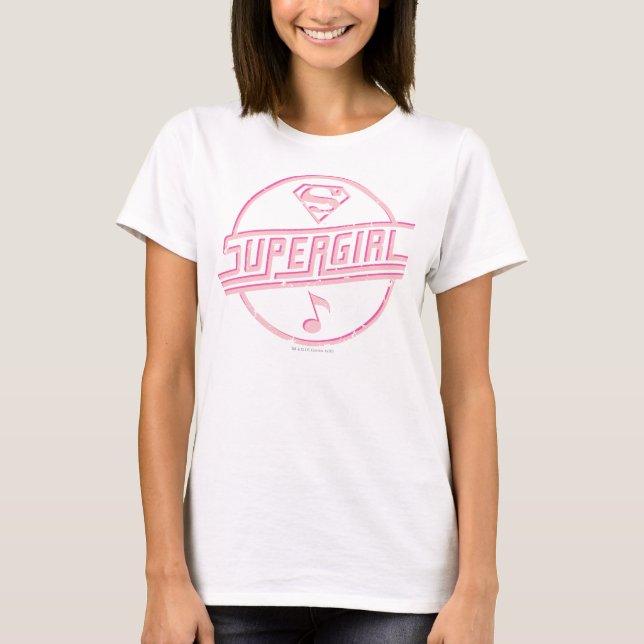 Supergirl Pink Music Note T-Shirt (Front)