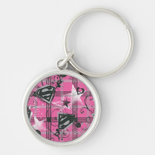Supergirl Pink Splatter Square Keychain (Front)