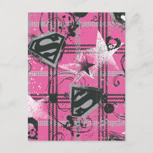 Supergirl Pink Splatter Square Postcard