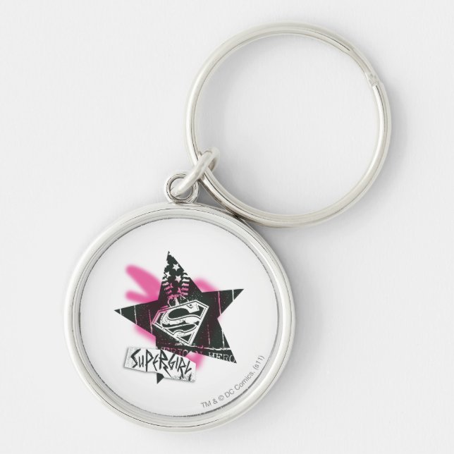Supergirl Pink Spray Paint Star Keychain (Front)