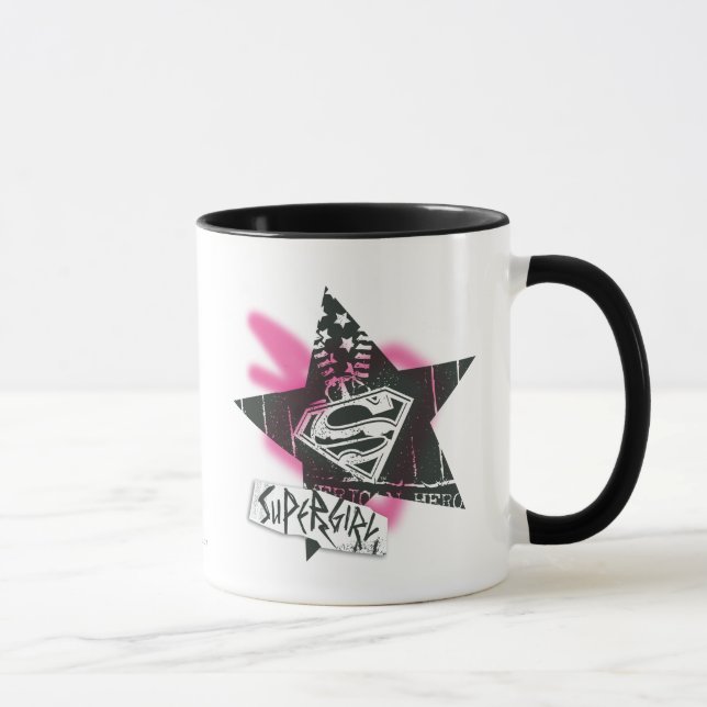 Supergirl Pink Spray Paint Star Mug (Right)