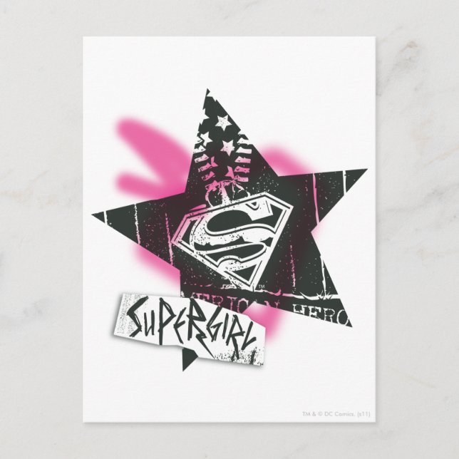 Supergirl Pink Spray Paint Star Postcard (Front)