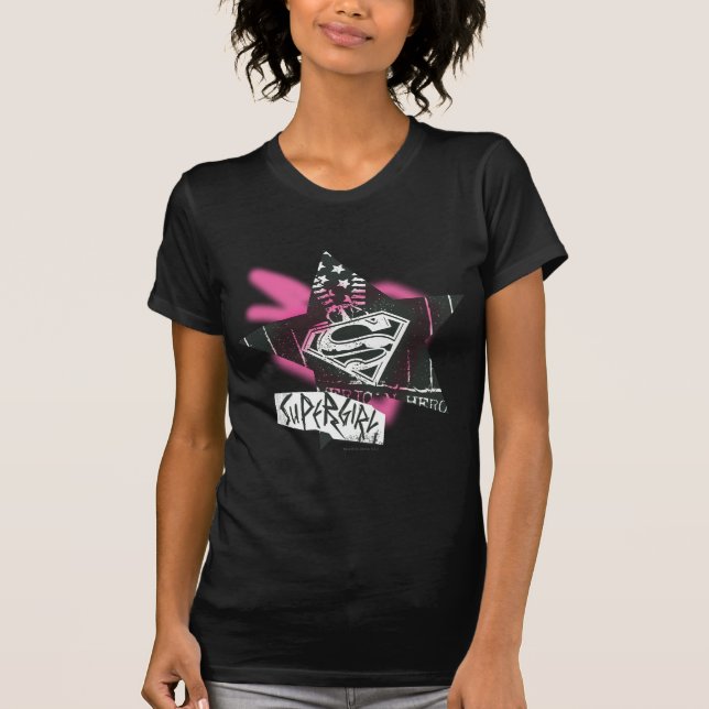 Supergirl Pink Spray Paint Star T-Shirt (Front)