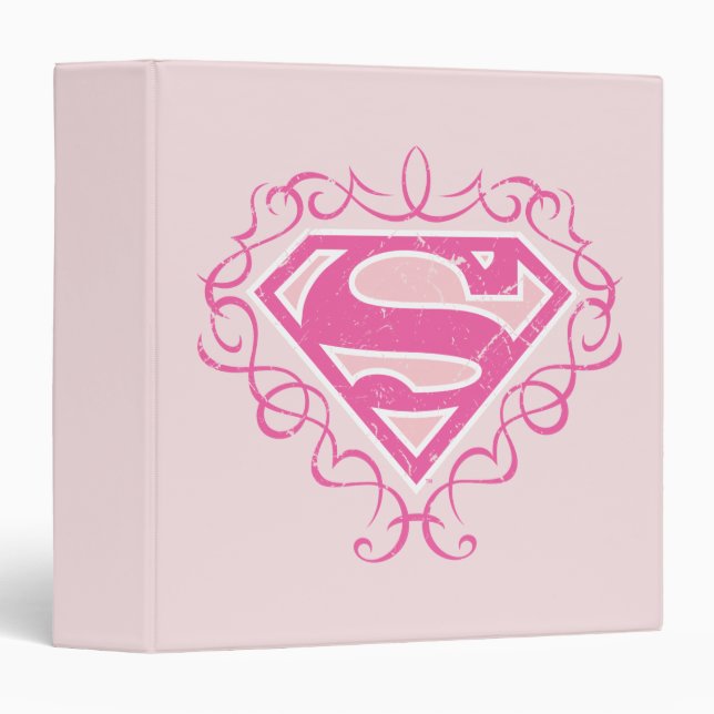 Supergirl Pink Stripes 3 Ring Binder (Front/Spine)