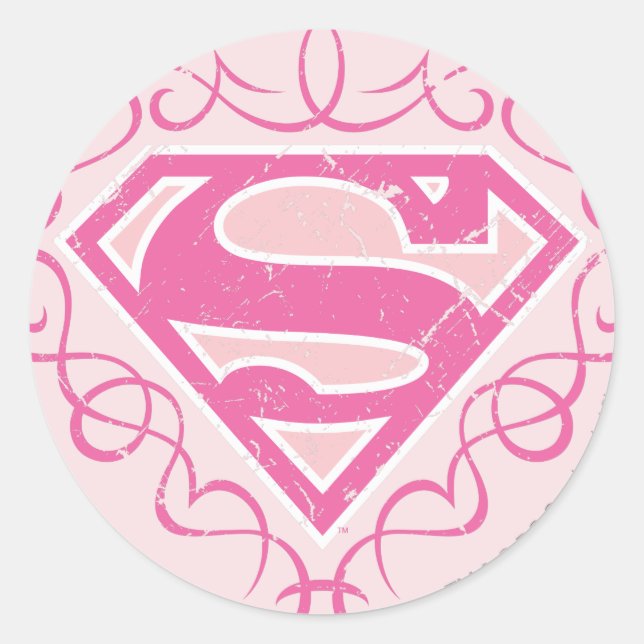 Supergirl Pink Stripes Classic Round Sticker (Front)