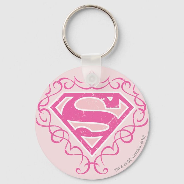 Supergirl Pink Stripes Keychain (Front)