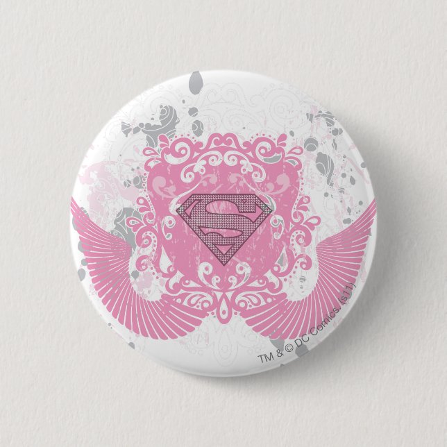 Supergirl Pink Winged Design Pinback Button (Front)