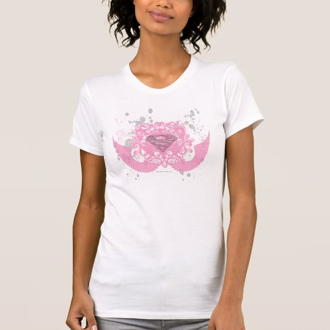 Supergirl Pink Winged Design T-Shirt (Front)