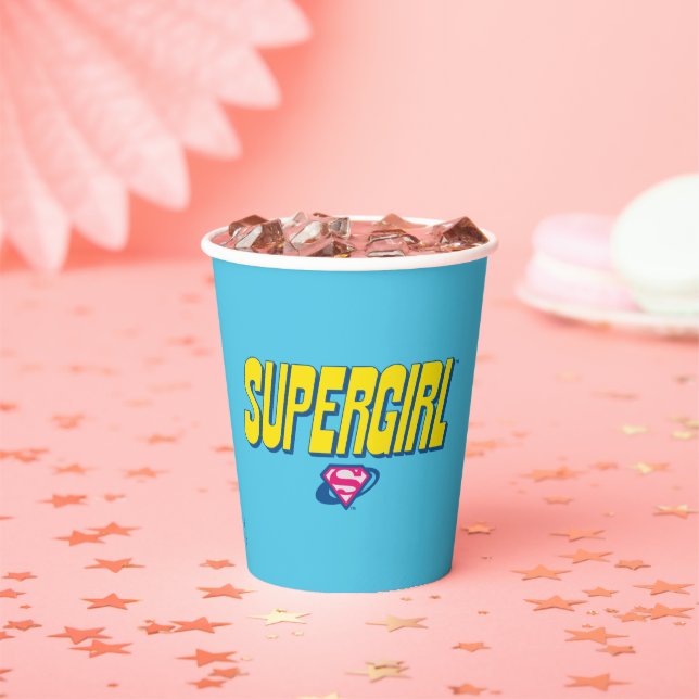 Supergirl Pop Logo Paper Cups (Insitu)