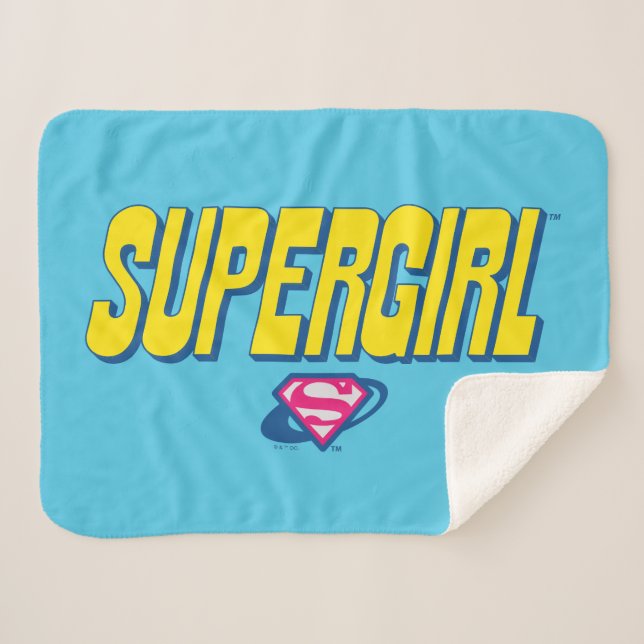 Supergirl Pop Logo Sherpa Blanket (Front (Horizontal))