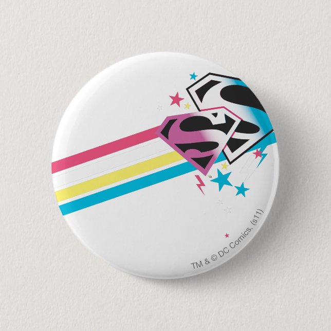 Supergirl Rainbow Stripes Pinback Button (Front)