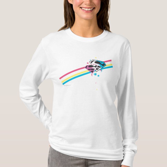 Supergirl Rainbow Stripes T-Shirt (Front)