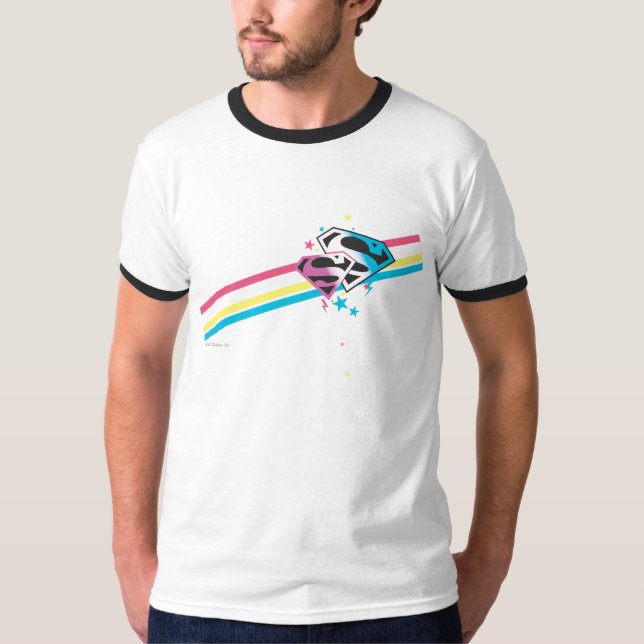 Supergirl Rainbow Stripes T-Shirt (Front)