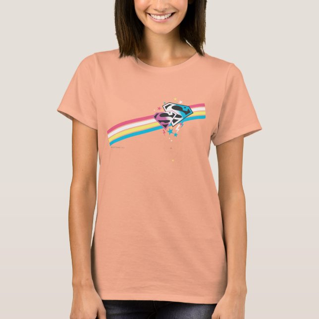 Supergirl Rainbow Stripes T-Shirt (Front)