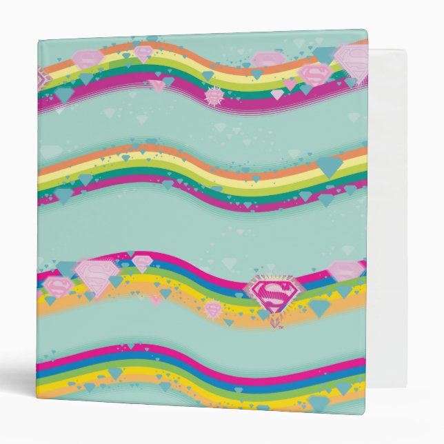 Supergirl Rainbow Waves Green Binder (Front/Inside)