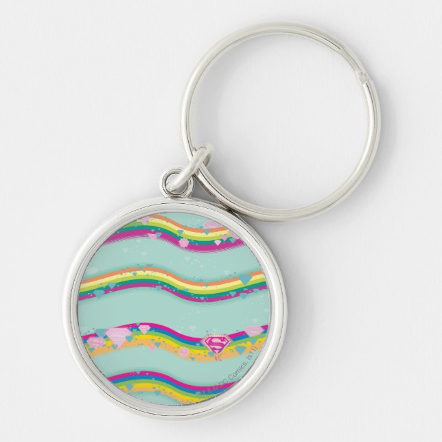 Supergirl Rainbow Waves Green Keychain (Front)