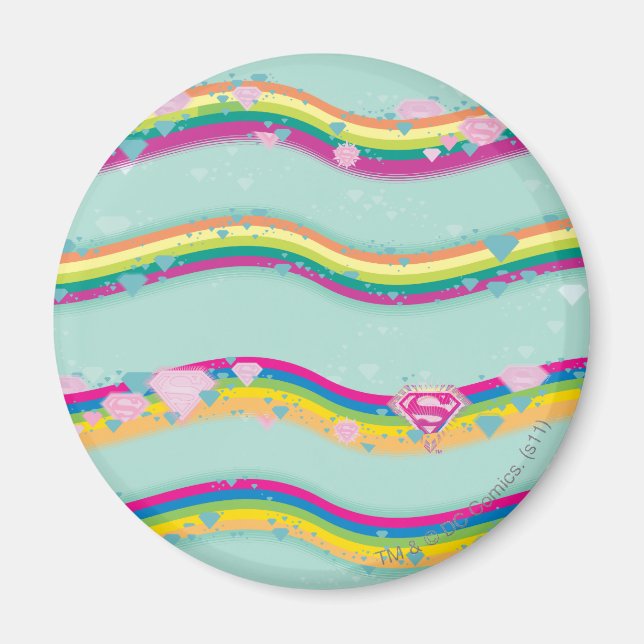 Supergirl Rainbow Waves Green Magnet (Front)
