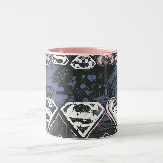 Supergirl Repeat S Pattern Two-Tone Coffee Mug (Center)
