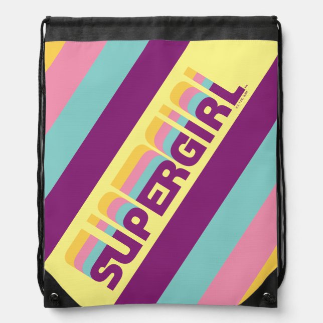 Supergirl Retro Colorshift Graphic Drawstring Bag (Front)