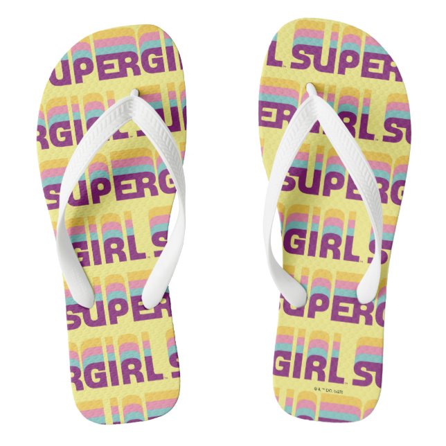 Supergirl Retro Colorshift Graphic Flip Flops (Footbed)