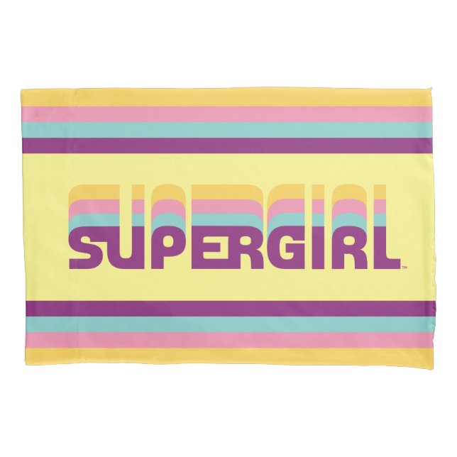 Supergirl Retro Colorshift Graphic Pillow Case (Front)