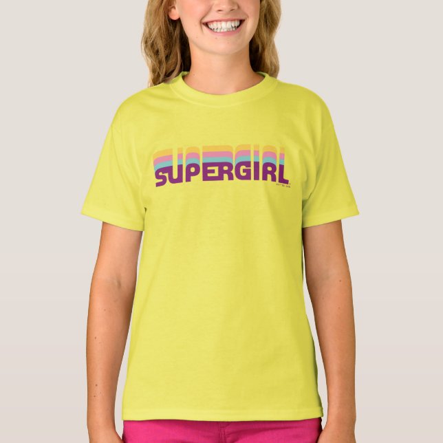Supergirl Retro Colorshift Graphic T-Shirt (Front)