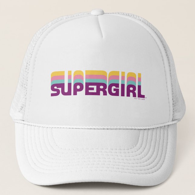 Supergirl Retro Colorshift Graphic Trucker Hat (Front)