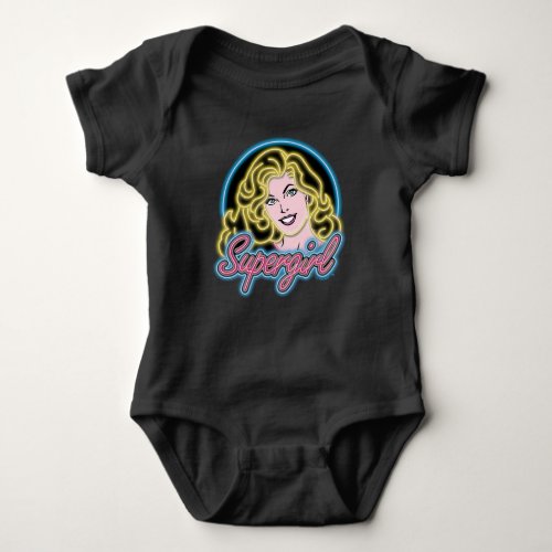 Supergirl Retro Neon Lights Graphic Baby Bodysuit