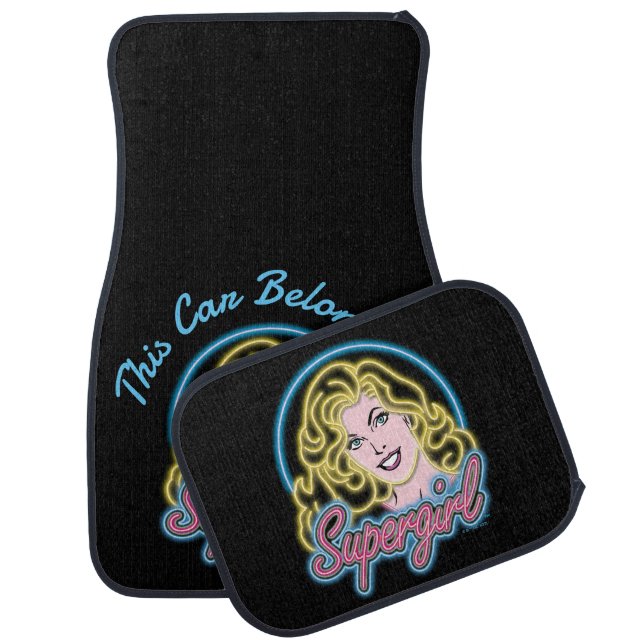 Supergirl Retro Neon Lights Graphic Car Floor Mat (Set)