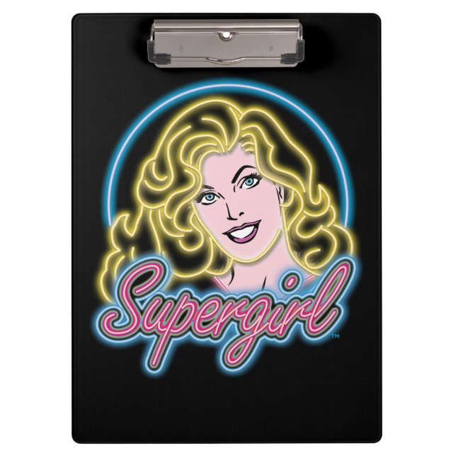 Supergirl Retro Neon Lights Graphic Clipboard (Front)