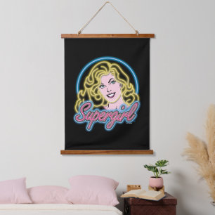 Supergirl Retro Neon Lights Graphic Hanging Tapestry