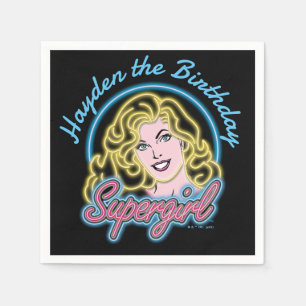Supergirl Retro Neon Lights Graphic Napkins