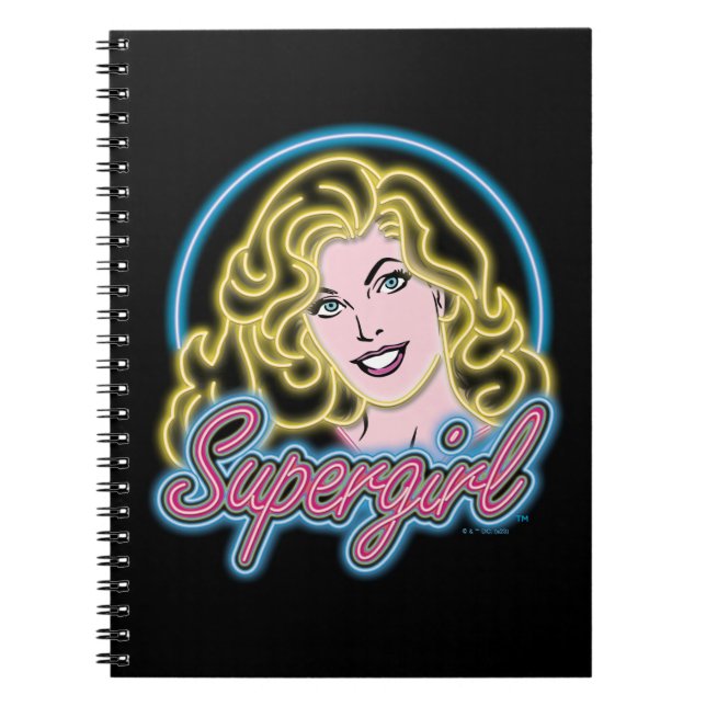 Supergirl Retro Neon Lights Graphic Notebook (Front)