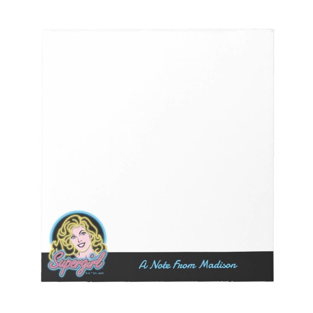Supergirl Retro Neon Lights Graphic Notepad (Front)