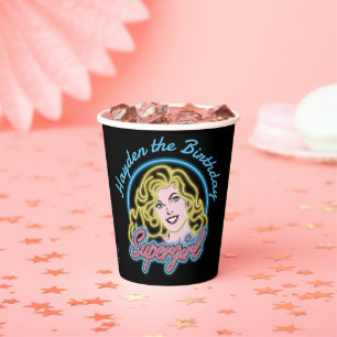 Supergirl Retro Neon Lights Graphic Paper Cups