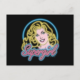 Supergirl Retro Neon Lights Graphic Postcard