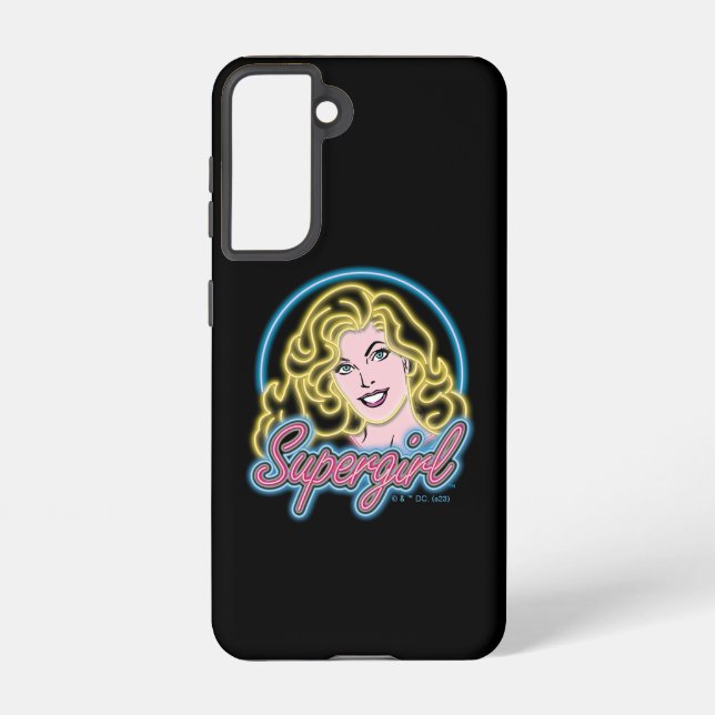 Supergirl Retro Neon Lights Graphic Samsung Galaxy Case (Back)