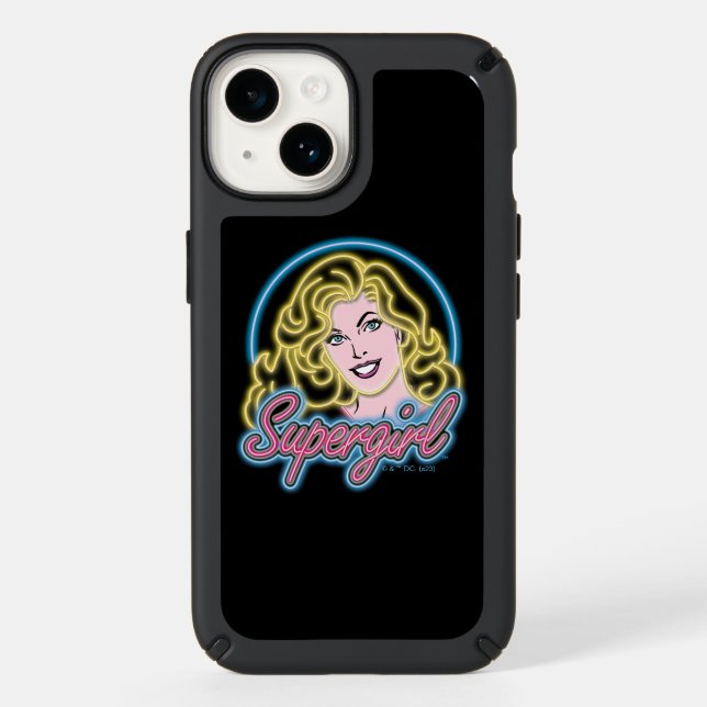 Supergirl Retro Neon Lights Graphic Speck iPhone Case (Front)