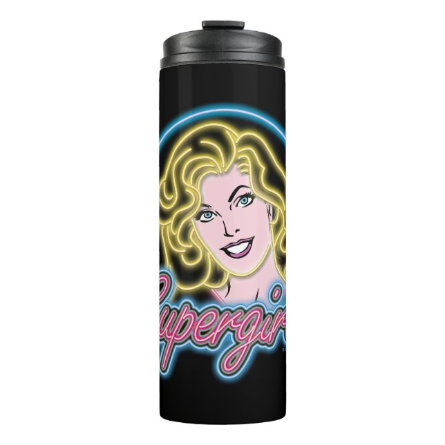 Supergirl Retro Neon Lights Graphic Thermal Tumbler (Front)