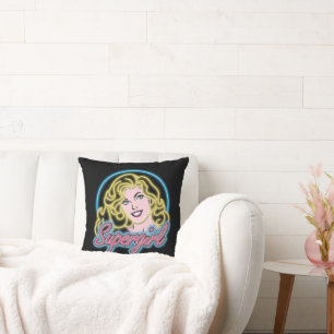 Supergirl Retro Neon Lights Graphic Throw Pillow