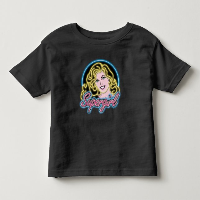 Supergirl Retro Neon Lights Graphic Toddler T-shirt (Front)