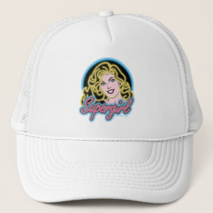 Supergirl Retro Neon Lights Graphic Trucker Hat